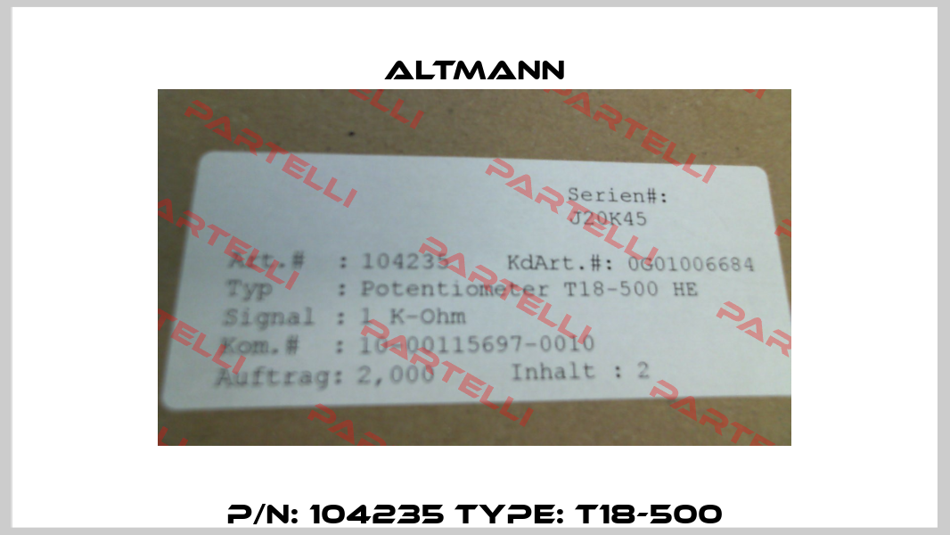 P/N: 104235 Type: T18-500 ALTMANN