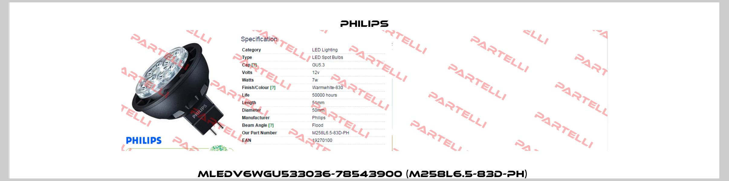 MLEDV6WGU533036-78543900 (M258L6.5-83D-PH)  Philips