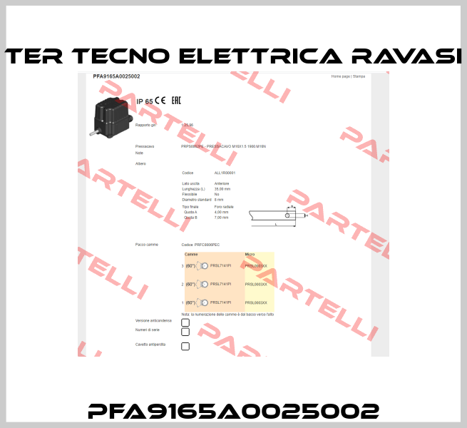 PFA9165A0025002 Ter Tecno Elettrica Ravasi