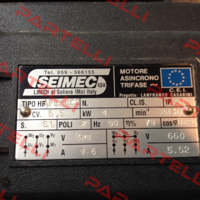APE 80 C2 OBSOLETE- REPLACED BY HPEV 71 LA2 - 4 kW (71.004.02)  Seimec (Rossi)
