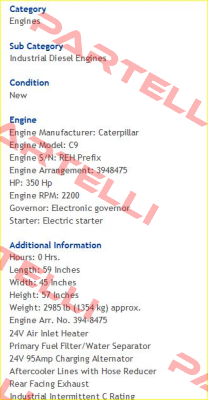 C9 – 350HP  Caterpillar