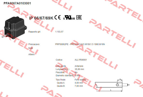 PFA9067A0103001 Ter Tecno Elettrica Ravasi