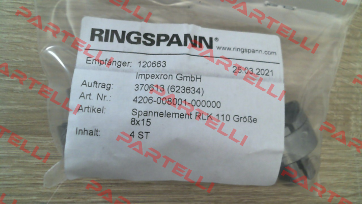 p/n: 4206-008001-000000, Type: RLK 110-8 x 15 Ringspann