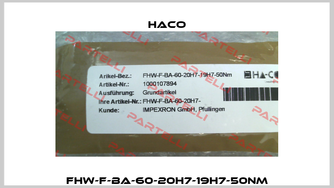 FHW-F-BA-60-20H7-19H7-50Nm HACO