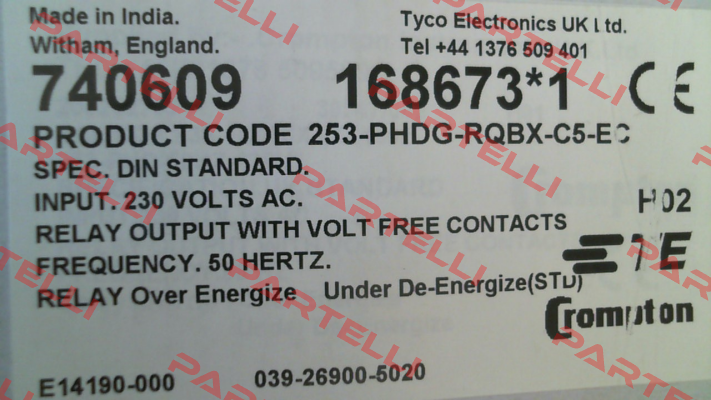 253-PHDG - 230V/50Hz CROMPTON INSTRUMENTS (TE Connectivity)