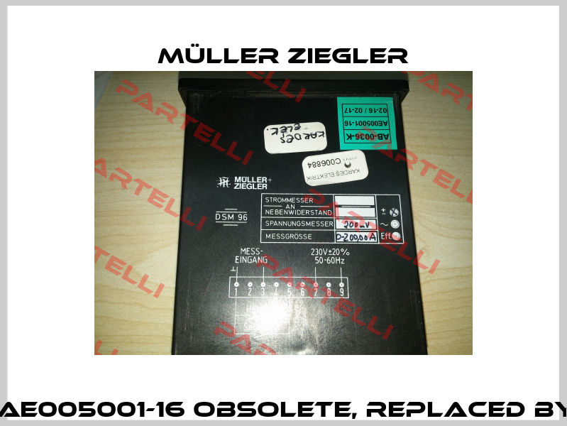 DSM 96, AB-00-36-K, AE005001-16 obsolete, replaced by DSM 96  (4-stellig)  Müller Ziegler