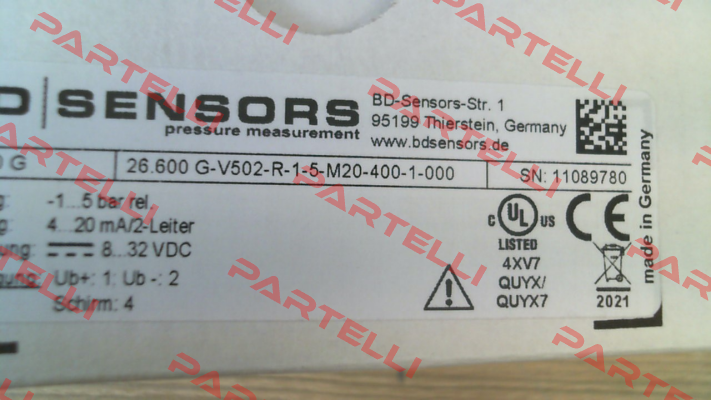 26.600 G-V502-R-1-5-M20-400-1-000 Bd Sensors