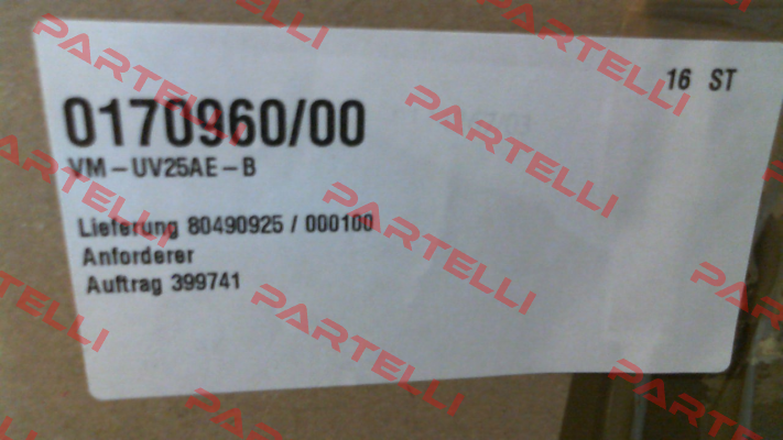 P/n: 0170960/00, Type: VM-UV25AE-B Vahle