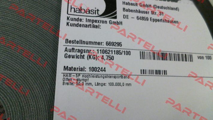 HAM -5P 3002324 841/B (1x100m) Habasit