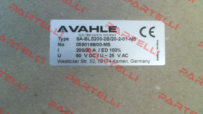 SA-BLS200-2B/20-2-01-MS (p/n 0590198/00-MS) Vahle