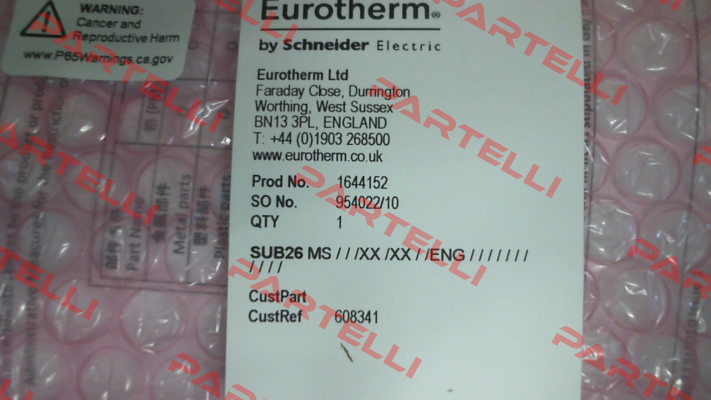 P/N: SUB26/MS//////ENG, Type: SUB26 Eurotherm