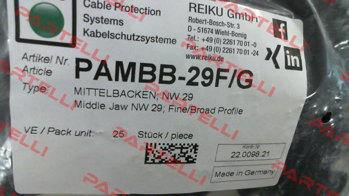 PAMBB-29F/G (pack x25) REIKU