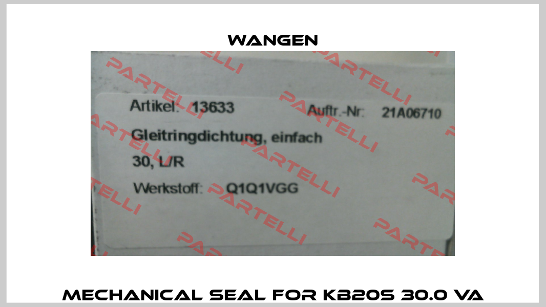 mechanical seal for KB20S 30.0 VA Wangen