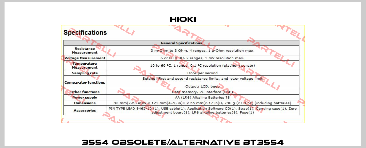 3554 obsolete/alternative BT3554 Hioki