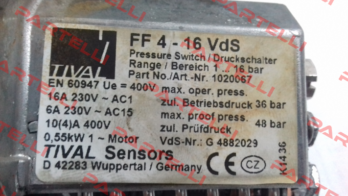 P/N: 1020067, Type: FF 4-16 VdS DAI VdS Tival-Sensors
