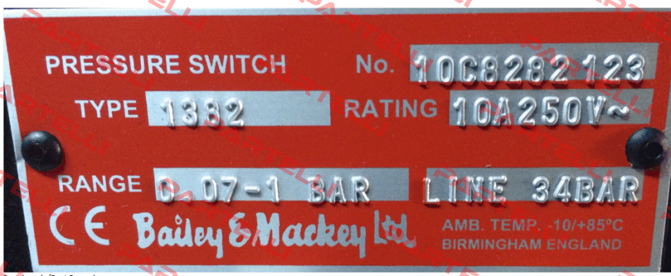 No. 10C8282 123 Type 1382, replaced by Type 1382  Bailey-Mackey