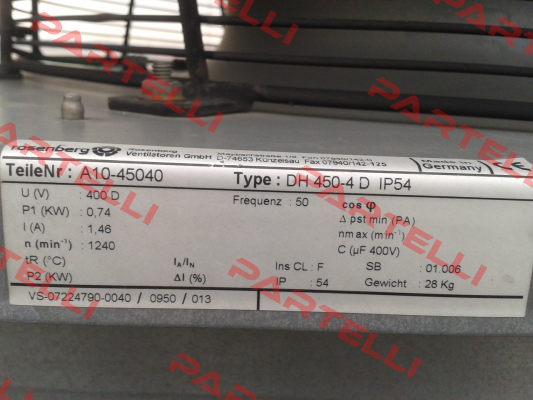 DH 450-4 D IP54, A10-45040 obsolete, replacement DH 450-4 D.5HA  Rosenberg