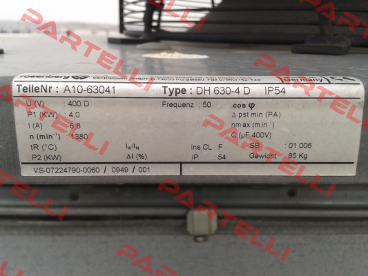 DH 630-4D IP 54, A10-63041  obsolete, replacement DHE 630-4 D.7KF  Rosenberg