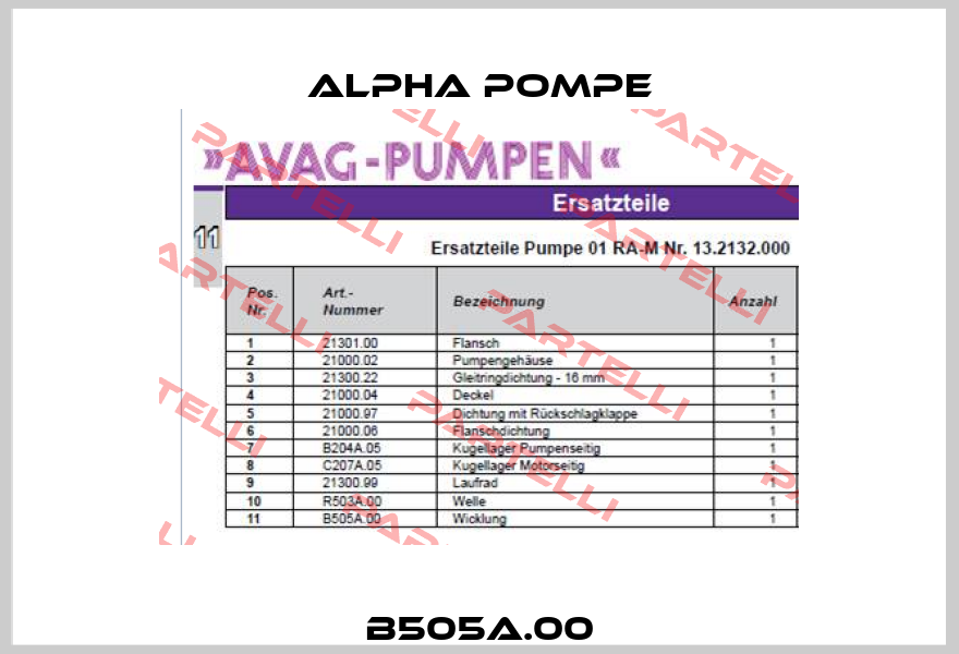 B505A.00 Alpha Pompe