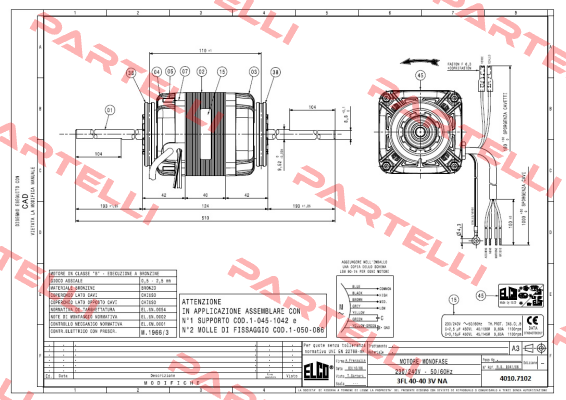 108206 / 1BT 40-40 3V NA 230V 50/60Hz Elco