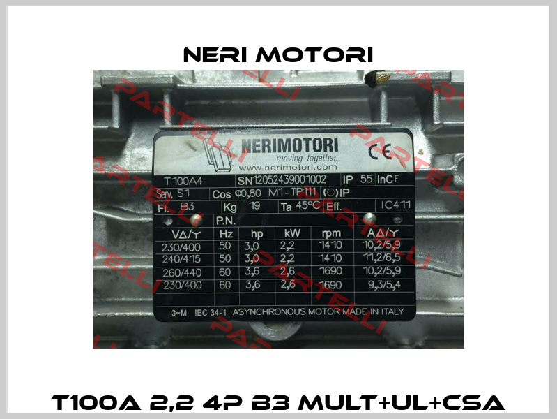 T100A 2,2 4P B3 MULT+UL+CSA Neri Motori