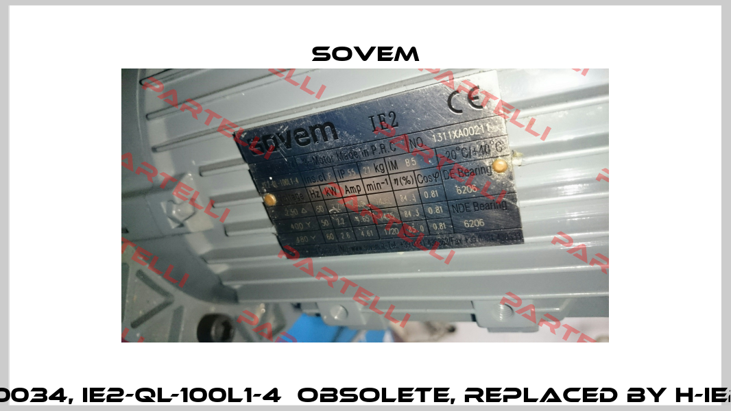 IEC/EN60034, IE2-QL-100L1-4  obsolete, replaced by H-IE2-100L4  Sovem