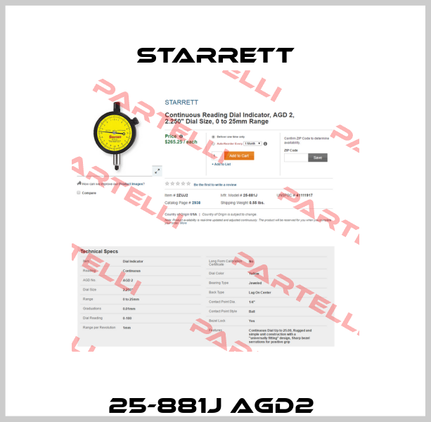 25-881J AGD2  Starrett
