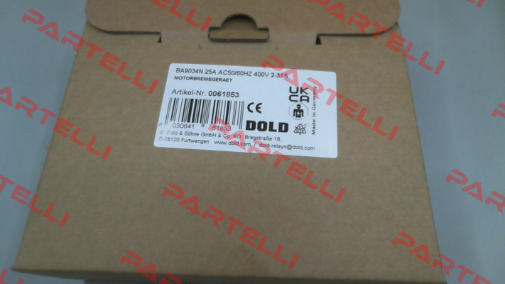 p/n: 0061853, Type: BA9034N 25A AC50/60HZ 400V 2-31S Dold