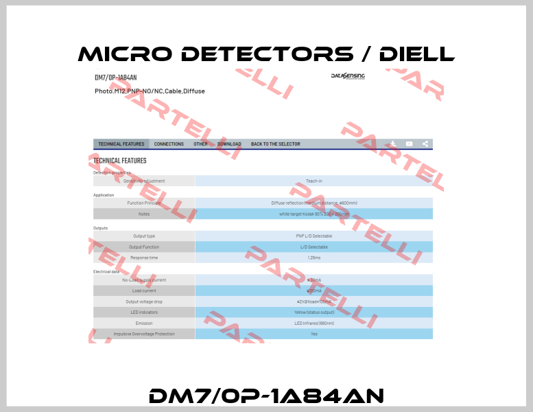 DM7/0P-1A84AN Micro Detectors / Diell
