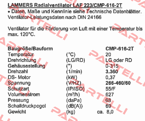 1012516 / CMP-616-2T (LAF223/616-2T) Sodeca