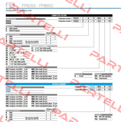 FRI-850-B-A-F1-A03-N-P01 MP Filtri