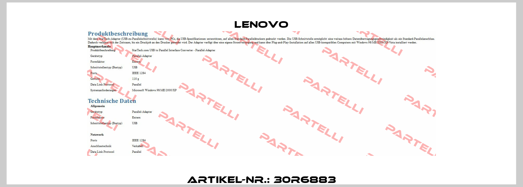 Artikel-Nr.: 30R6883 Lenovo