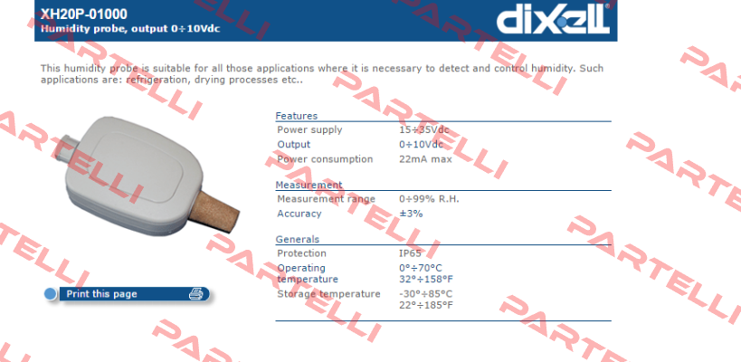 XH20P-01000 Dixell