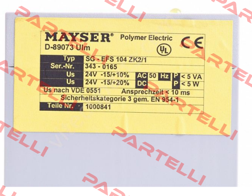 SG-EFS 104 ZK2/1 24V DC 1.2 k0hm  Mayser