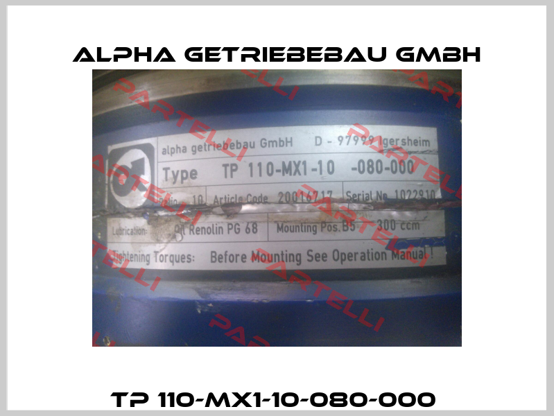 TP 110-MX1-10-080-000  Alpha Getriebebau GmbH