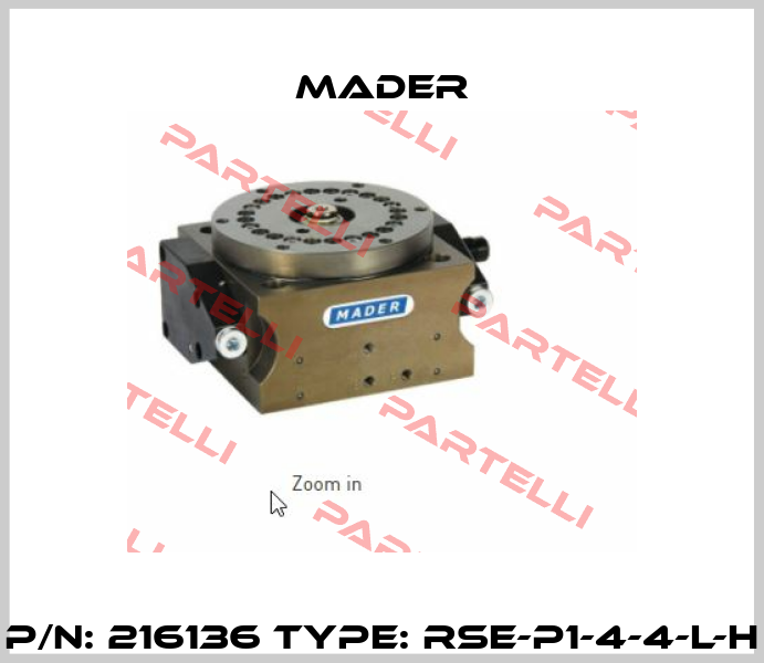 P/N: 216136 Type: RSE-P1-4-4-L-H Mader