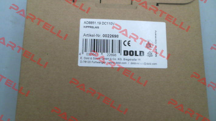 p/n: 0022698, Type: AD8851.19 DC110V Dold