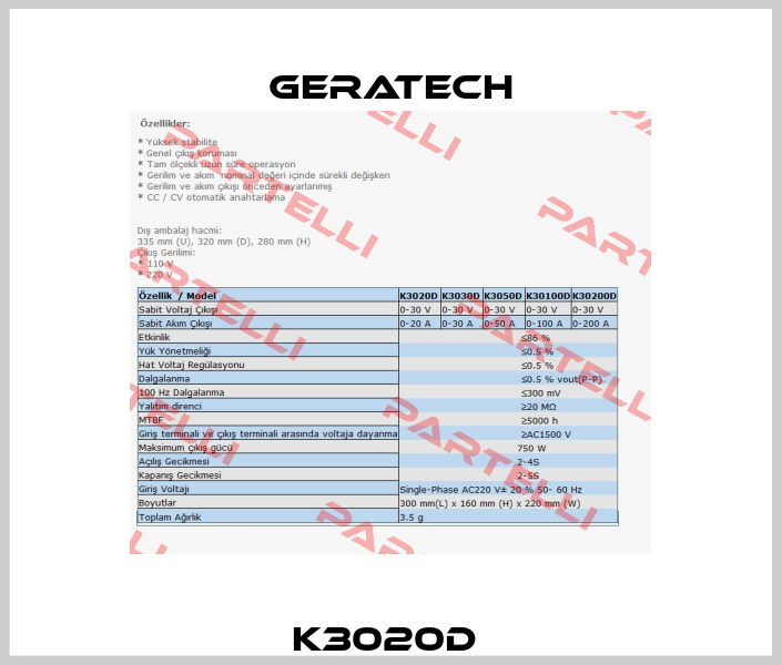 K3020D  Geratech