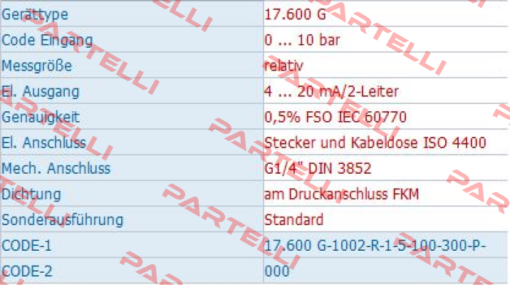 Code: 17.600 G-1002-R-1-5-100-300-P-000  Bd Sensors