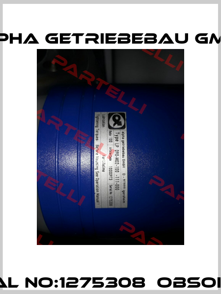 Type:LP 090-M02-100 -111-000 Serial no:1275308  obsolete  repl. by LP090S-MF2-100-1G1  Alpha Getriebebau GmbH