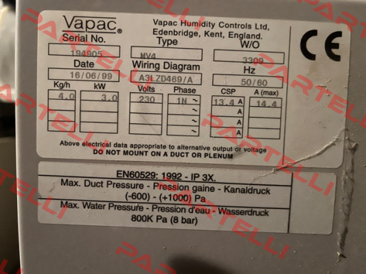 Type: MV4 W/O 3309 Vapac