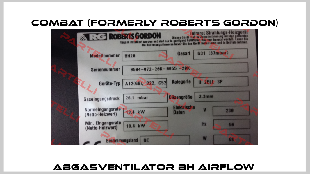 Abgasventilator BH Airflow  Combat (formerly Roberts Gordon)